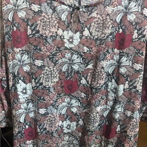Maurices Floral Blouse in Black, White, Pink & Burgundy